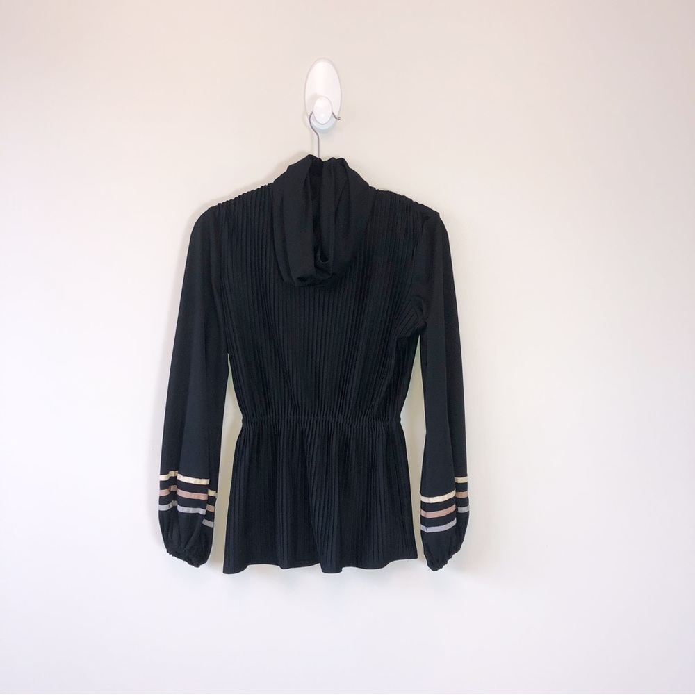 Jonathan Logan Women’s Vintage Black Cowl Neck Pleated Blouse Size Medium